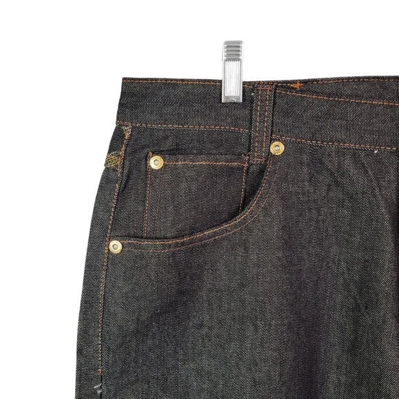 Phat Farm Vintage Y2K Baggy Wide Leg Hip Hop Black Wash Denim Jeans Men's 40x34